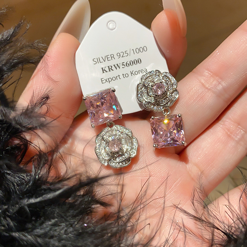 pendientes plata-rosa