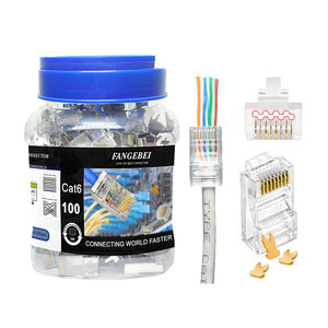UTP RJ45 Cat6 Utp 8 p8c connettori presa Ethernet 8 Pin cavo di rete cat 6 passa attraverso la spina modulare RJ 45 - Product Image 1