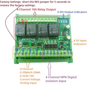 R4DIK04 4-20MA ingresso analogico corrente 4AI-4DI-4DO analogico misto digitale modulo Modbus RTU RS485 relè tensione corrente ADC - Product Image 5