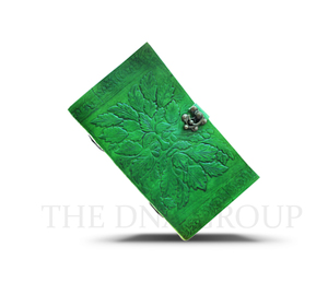 2024 Green Leaf Man Face Leather Journal Handmade Genuine Writing <strong>Notebook</strong> <strong>with</strong> <strong>Lock</strong> Thread Sewn Binding <strong>Notepad</strong> and Diary - Product Image 3