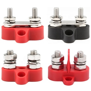 M6 M8 M10 Post <strong>Dual</strong> Double Stud Bus Bar Copper Stainless Steel Connector Battery Power Distribution Block <strong>Busbar</strong> for Motorcycle - Product Image 1
