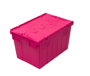 Caja móvil de plástico sólido, cajas de plástico resistentes, pila de nido, caja de mano logística, contenedor con tapa adjunta - Product Image 1