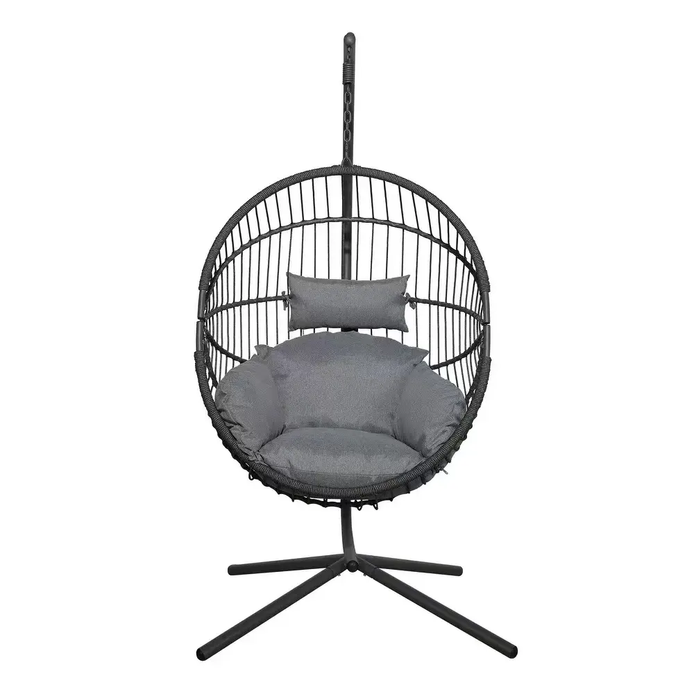 Chaises suspendues pliantes d'extérieur en forme de X pour balançoire de jardin à siège unique, chaise d'oeufs suspendue K/D avec support en acier