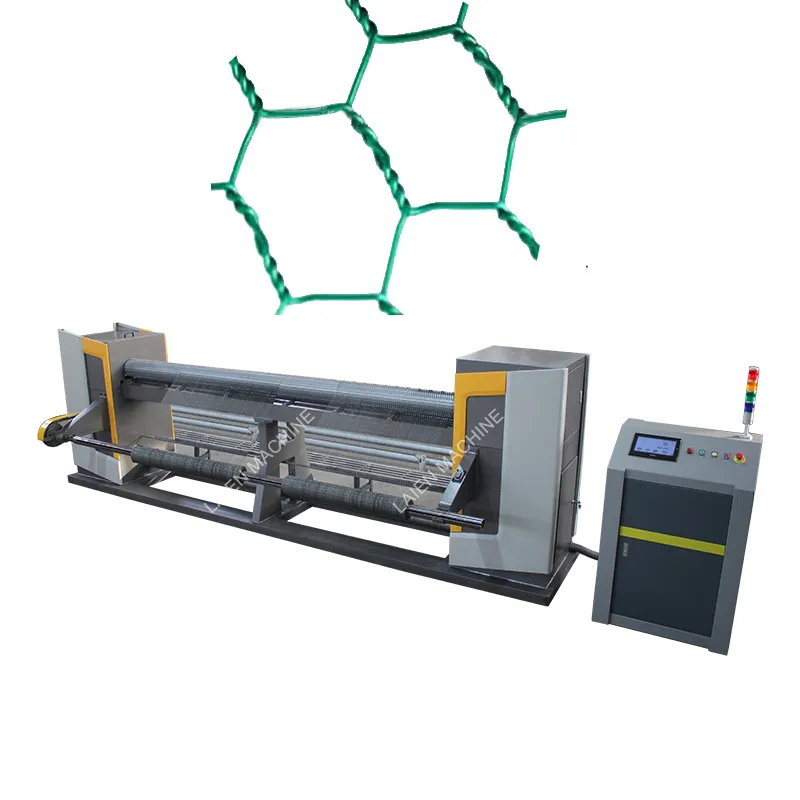 Máquina de tejer malla de alambre hexagonal automática PLC para alambre de pollo