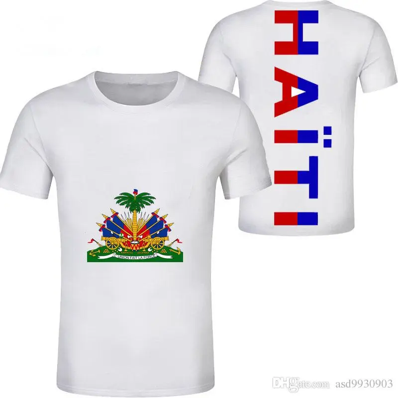 オンラインショップカスタムユニークな印刷ハイチ製品旗服クルーネックアパレルメンズTシャツロゴ付き特大