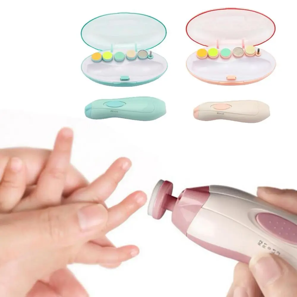 Kit de manucure électrique 6 en 1, lime à ongles pour bébés, coffre-fort pour nouveau-né, tondeuse pour ongles, avec lumière LED