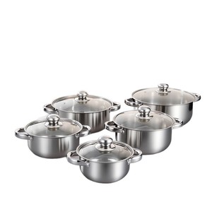 Yolecen Bộ 10 món đồ dùng nhà bếp bằng thép không gỉ bền vững cổ điển với nhiều nắp kính màu phù hợp với nhiều loại bếp khác nhau - Product Image 2