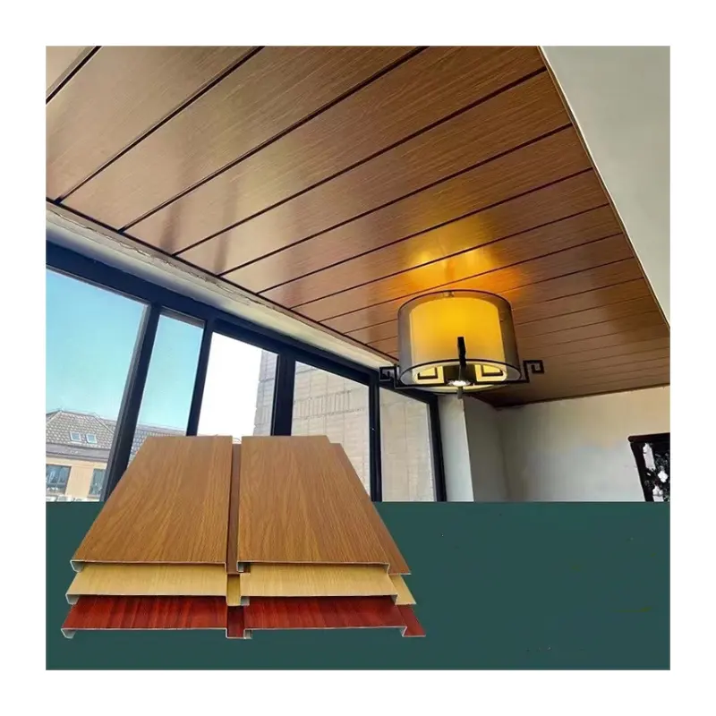 हॉल लिविंग रूम के लिए आंतरिक सजावट जी स्ट्रिप एल्यूमिनियम रैखिक बाफ़ल छत पैनल लकड़ी निलंबित धातु खिंचाव छत