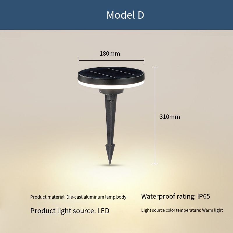 Lampe solaire de pelouse modèle D noire