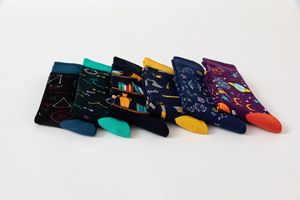 Yüksek kalite komik takımyıldızı harita araçları matematik gezegenleri kitaplar ve kediler desen çorap pamuk erkekler ekip çorap - Product Image 3