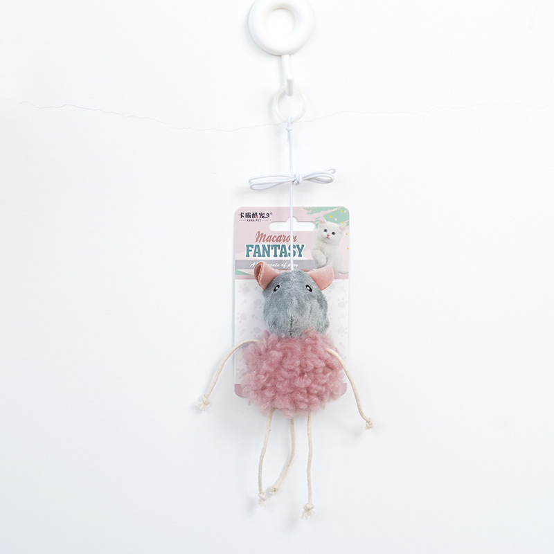 Souris rose en corde élastique