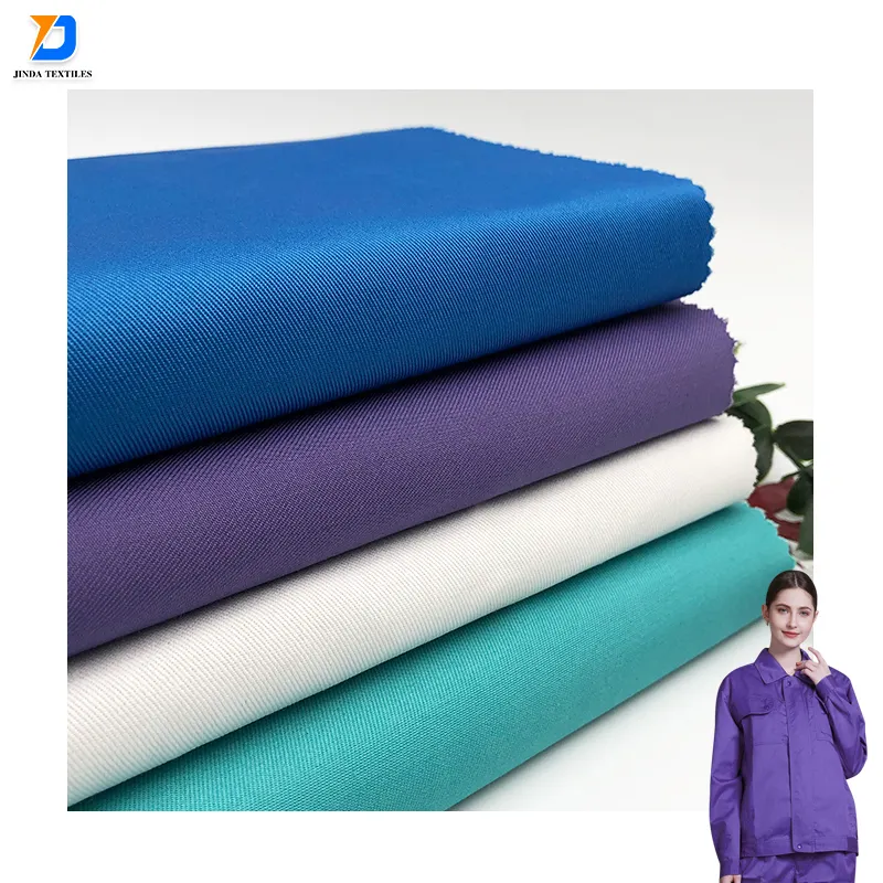 Jinda dệt bông Twill vải với màu sắc rắn 155gsm