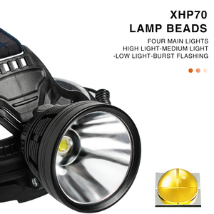 גבוהה כוח W50 פנס <span class=keywords><strong>LED</strong></span> נטענת P70 חיצוני פנס טיולים ראש מנורת לפיד פנס אורות