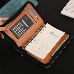 Portable A6 in pelle PU diario con Flip Notepad e calcolatrice copertina rigida con rilegatura a foglia larga A5 Planner per regalo - Product Image 2