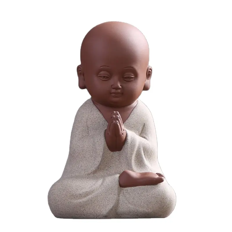 Statue de bouddha en céramique 6 cm, poupée artisanale créative pour bébé, ornements, cadeau, petit loup mignon, Figurine