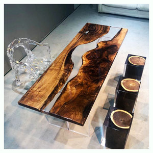 Bằng Gỗ Bàn Ăn Với Epoxy Sông Nhựa Hàng Đầu Vuông/Vòng Nhựa Bảng Thiết Lập recina Epoxica Mesas Cho Đồ Nội Thất Nhà - Product Image 2