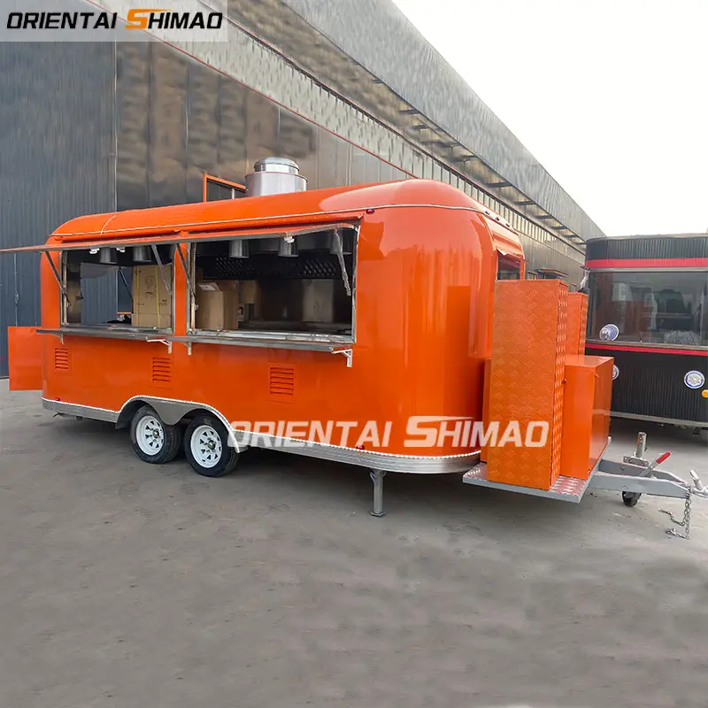 Oriental Shimao Outdoors Coffee Ice Cream Vending Cart Mobile aço inoxidável Food Truck Dining Car Para Venda