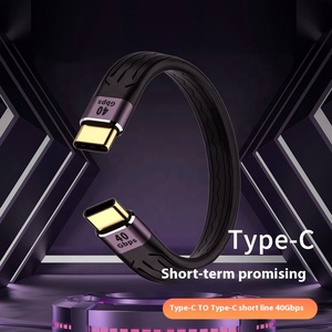 USB4ข้อมูลการชาร์จเร็ว Type-C ตัวผู้กับตัวผู้ส่ง40GB ธันเดอร์โบลท์ USB 4แบบนุ่มแบนสั้น C กับสายต่อ USB - Product Image 5