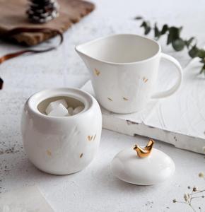 批发陶瓷双层蛋糕盘陶瓷锅杯餐具套装金色浮雕 - Product Image 3