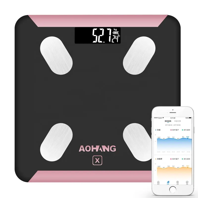 Aplicativo banheiro digital balança eletrônica, analisador de gordura corporal balança e medição de conteúdo de umidade um ano de garantia
