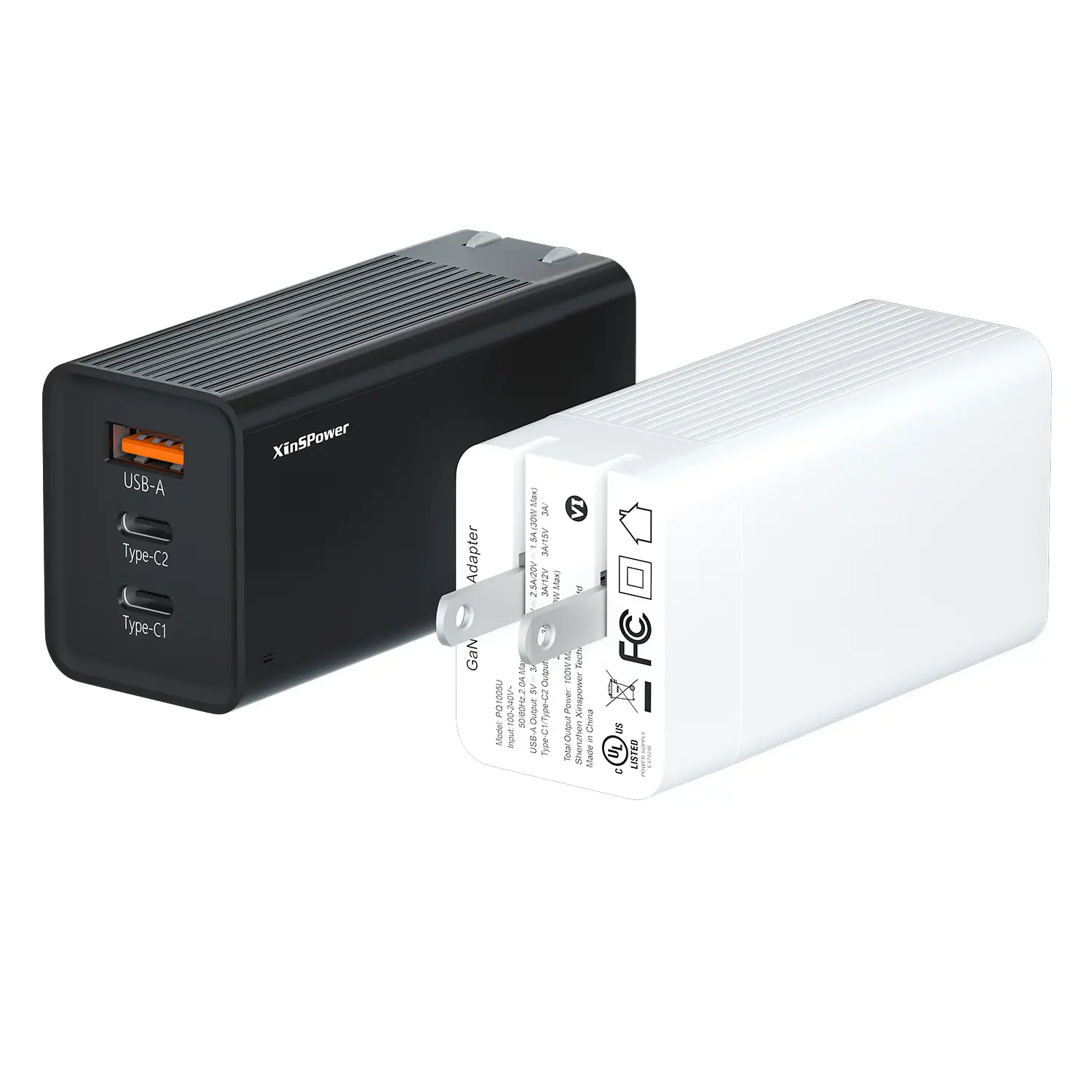 Adaptador de parede múltiplo 100W GaN PD 3.0 USB C Port carregador de viagem com plugue múltiplo