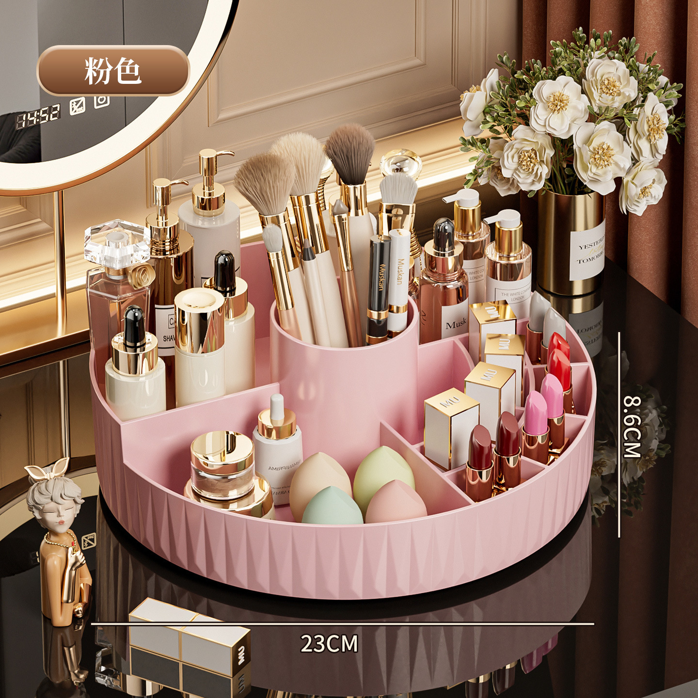 Pink Rotating Makeup Storage Box