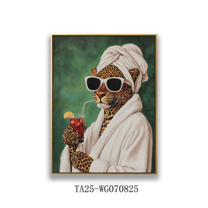 Cổ Điển Động Vật <span class=keywords><strong>Leopard</strong></span> Thẩm Mỹ Vải Tường Nghệ Thuật Vui Cheetah Áp phích Tranh In Cho Phòng Khách Ký túc xá Phòng Ngủ Tường Trang Trí Nội Thất - Product Image 2