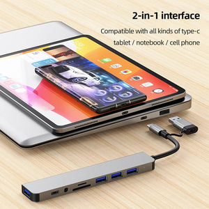 集线器扩展坞USB 3.0 4端口类型C至USB集线器8合2扩展坞适配器，适用于Macbook笔记本电脑手机和IPad - Product Image 3
