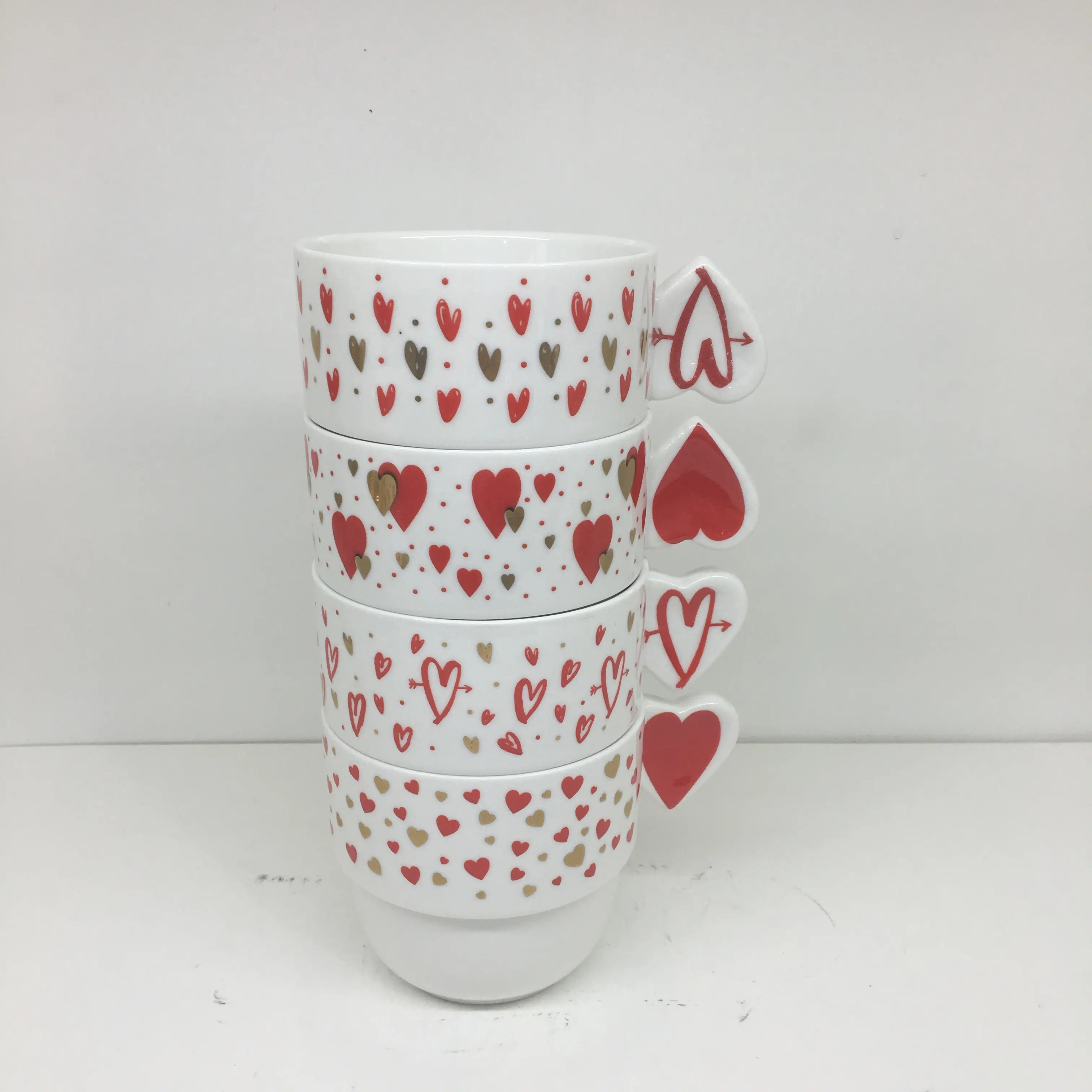 Atacado Custom Travel Ceramic Stacking Coffee Mug Canecas personalizadas para Dia dos Namorados