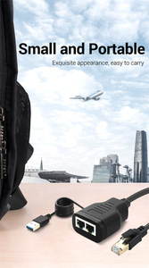 อะแดปเตอร์เครือข่ายเชื่อมต่อกับสายไฟ USB RJ45 M,ตัวแยกอีเทอร์เน็ต1ถึง2พอร์ต USB เป็นพอร์ตคู่ตัวเมีย1.2 - Product Image 6