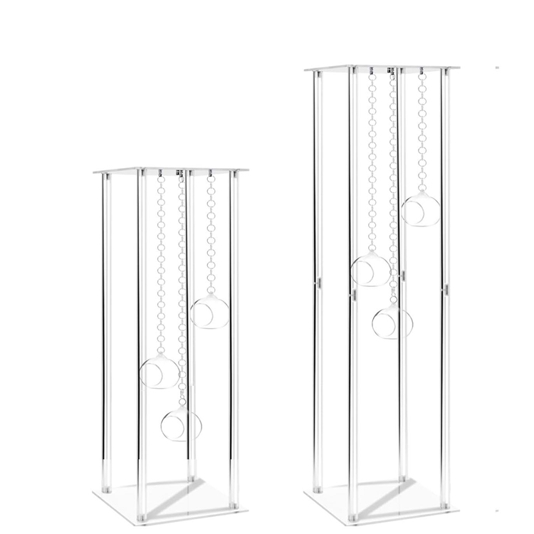 Acrylic flower stand with Hanging Tealight Globe Candle Holder