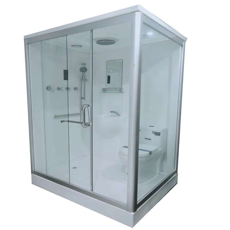 Ningjie Bathroom Prefab Shower Room All In One Bathroom Prefab Shower Cabin with WC Toilet