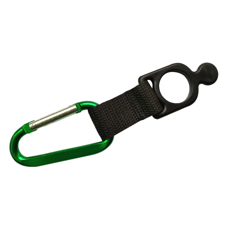 Black Carabiner Hook Custom Size Short Polyester Lanyard Bottle Holder Strap Climbing Aluminum Carabiner Keychain For Small MOQ