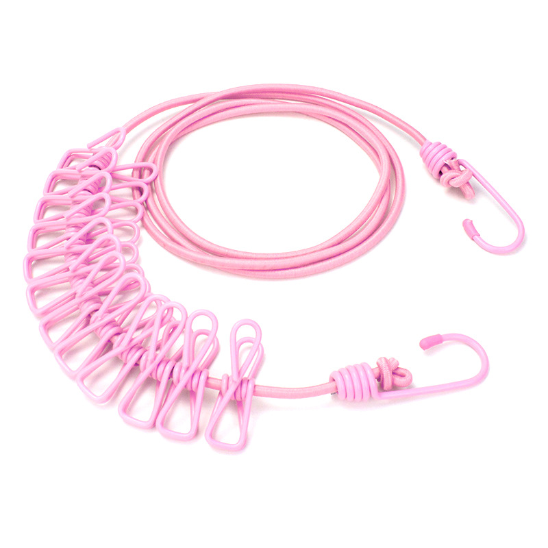 Corde à linge de 18 m avec 12 pinces roses
