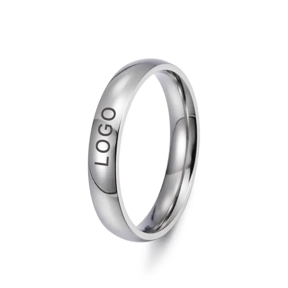 Anello in acciaio inossidabile da 4MM argento nero oro rosa blu piatto interno sfere esterne anello di base in acciaio inossidabile anello da dito 422