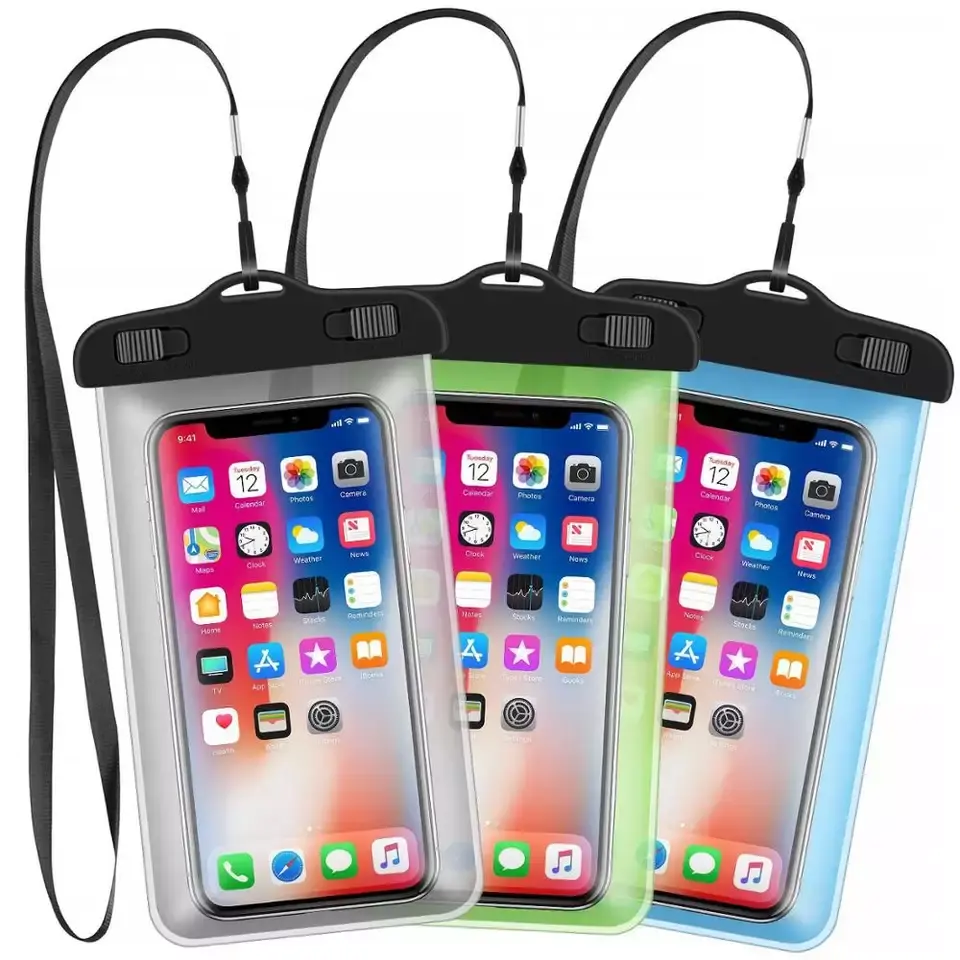 Evrensel su geçirmez PVC cep telefonu kılıfları temizle kılıfı su geçirmez çanta, su geçirmez cep telefonu çanta ile kordon