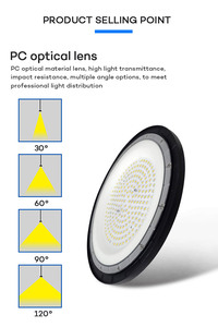 Fabrika fiyat 100W 150W 200W tozsuz su geçirmez alüminyum gövde depo atölye için LED UFO yüksek defne lambası