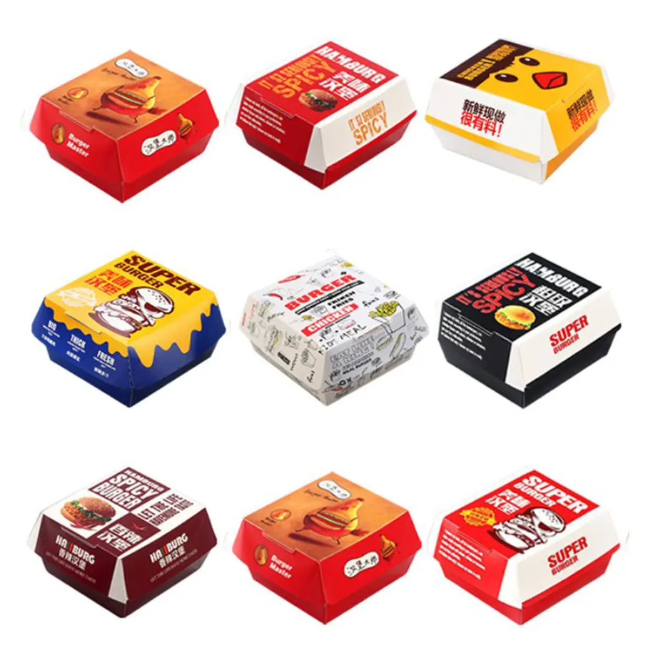 Individuelle Fast-Food-Verpackung für Pommes Frites Packbox für Takeaway Food Burger