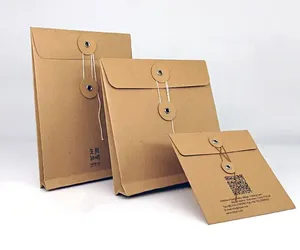 Umwelt freundlicher Logo-Druck aus recyceltem Karton Umschlag Kraft String Krawatte Umschlag - Product Image 4