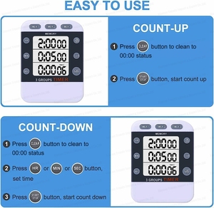 Magnetische 3-Kanal-LCD-Küche Küche Digitaluhr Countdown-Timer - Product Image 5