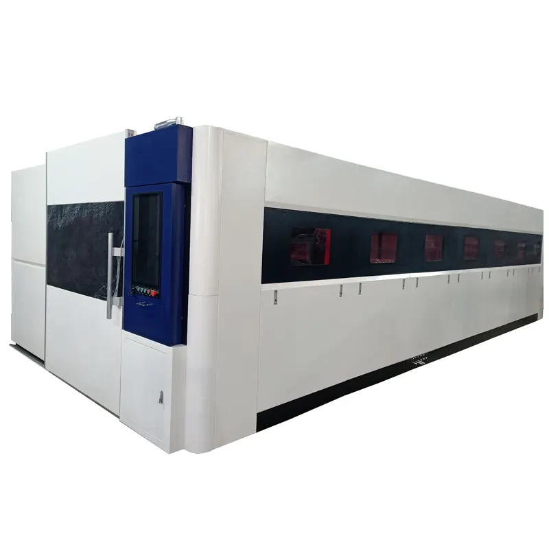High Precision Automatic CNC Metal Fiber Laser Cutting Machine Full Enclosed Encirclemen Exchange Platf With Table Side Open