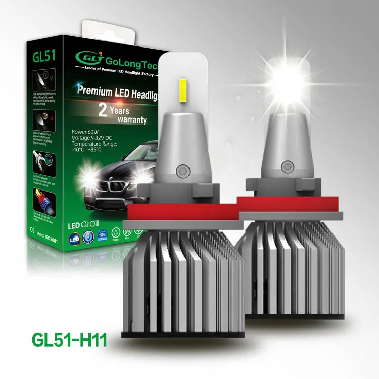 60w gl51 10000 lumen brilhante focos xenon Levou farol do carro 360 Auto Lâmpadas Car Light Bulb H11