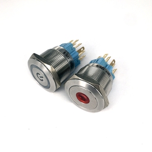 25mm DPDT impermeabile IP67 On-Off interruttore a pulsante LED sorgente luminosa autobloccante rosso momentaneo 12V/24V 5A Flat Push - Product Image 4