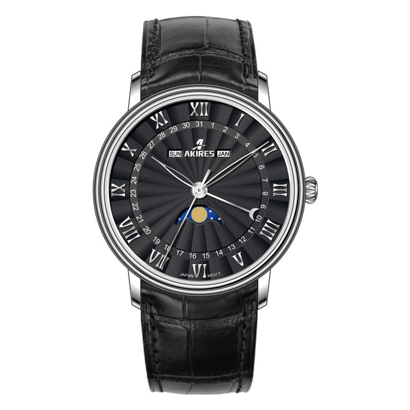 Boîtier argenté cadran noir