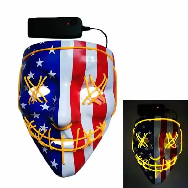 Forniture per feste da donna per adulti Cosplay da donna con bandiera americana con volto a LED maschere per feste per feste