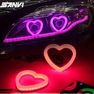 New <strong>RGB</strong> Chasing <strong>LED</strong> Angel Eye Ring Auto Decoration Heart-Shape Halos Sequential Turn Signal for Honda App Control Headlight - Product Image 2