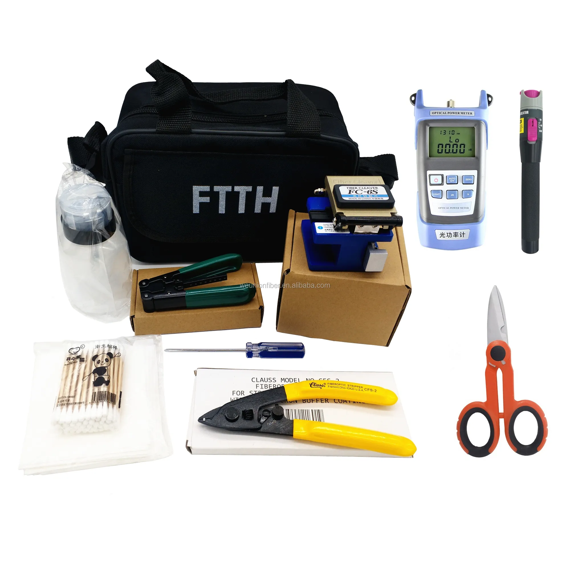 Component Fiber Optic Tool kits with Cleaver Fiber Stripper Optical Power Meter FTTH Tool Kits