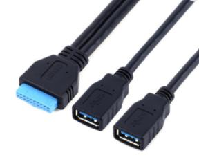 Personalización USB 3,0 20Pin IDC a 2 * USB 3,0 A cable adaptador hembra para computadora Cable USB 3,0