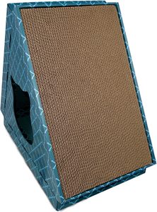 Refugio corrugado para escalada de gatos, tienda de campaña para tigres, alfombrilla para rascar con infusión de hierba gatera, gatos de interior, Color Cian, rascador de árbol para gatos de igual tamaño - Product Image 4