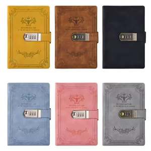 A5 200 páginas libro de contraseñas Retro con cerradura diario engrosado creativo libro de mano estudiante Bloc de notas papelería cuadernos - Product Image 6